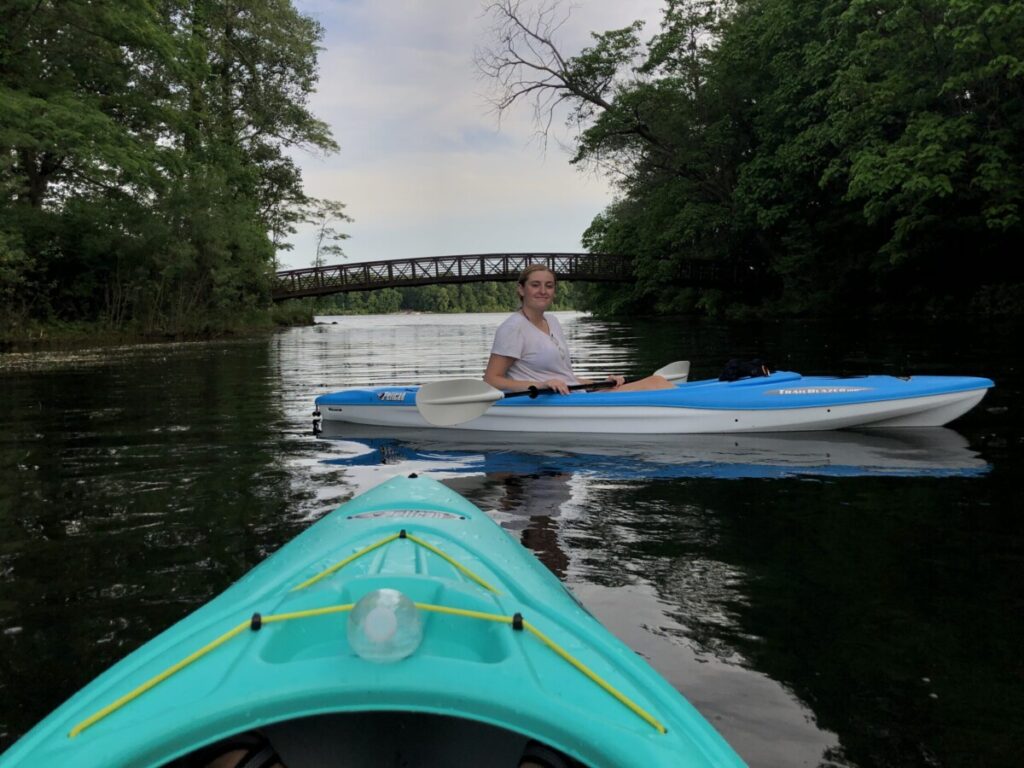 Abbie and Jacob kayaking in Laporte, Indiana